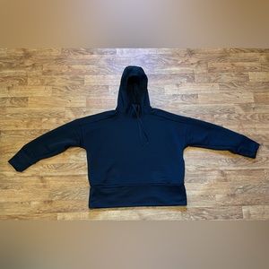 Nike Dri-Fit Navy Ribbed Cowl Neck Hoodie Sweatshirt Size Medium Women's